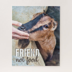 Friend not food vegan with cute goat picture jigsaw puzzle