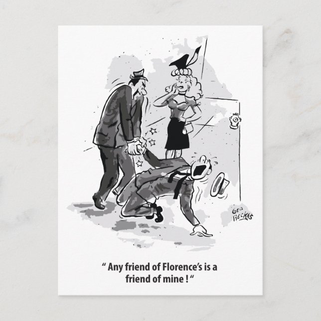 Friend of Mine, Love Triangle, Funny Vintage Postcard (Front)