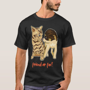 Friend or Foe Little Kitten And Puppy Kitty Doggy T-Shirt