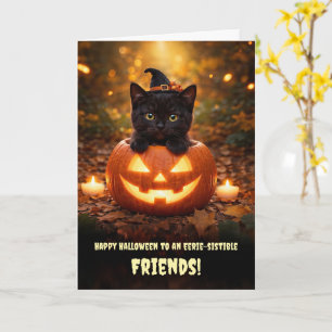 Friend or Friends Happy Halloween Black Cat Kitten Card
