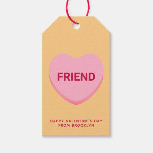 Friend orange pink conversation heart Valentine's Gift Tags