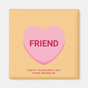 Friend orange pink conversation heart Valentine's Magnet