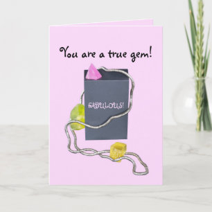 FRIEND PINK & YELLOW A GEM BIRTHDAY THANK YOU CARD