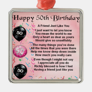 Friend Poem - 50th Birthday Metal Tree Decoration