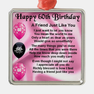 Friend poem - 60th Birthday Metal Tree Decoration