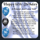 Friend Poem  60th Birthday Square Sticker<br><div class="desc">A great gift for a friend on their 60th birthday</div>