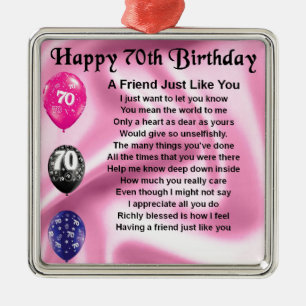 Friend poem - 70th Birthday Metal Tree Decoration