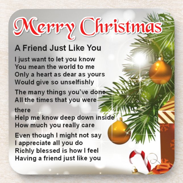 Friend Poem - Christmas Design Coaster (Front)