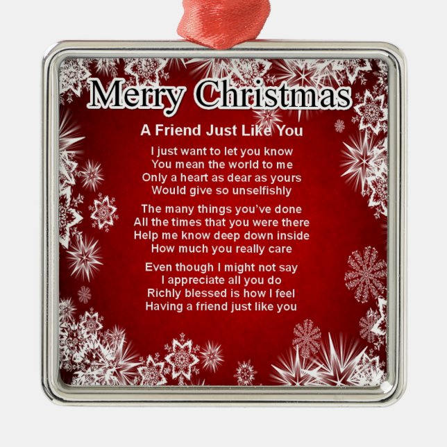 Friend Poem - Christmas Design Metal Tree Decoration (Front)