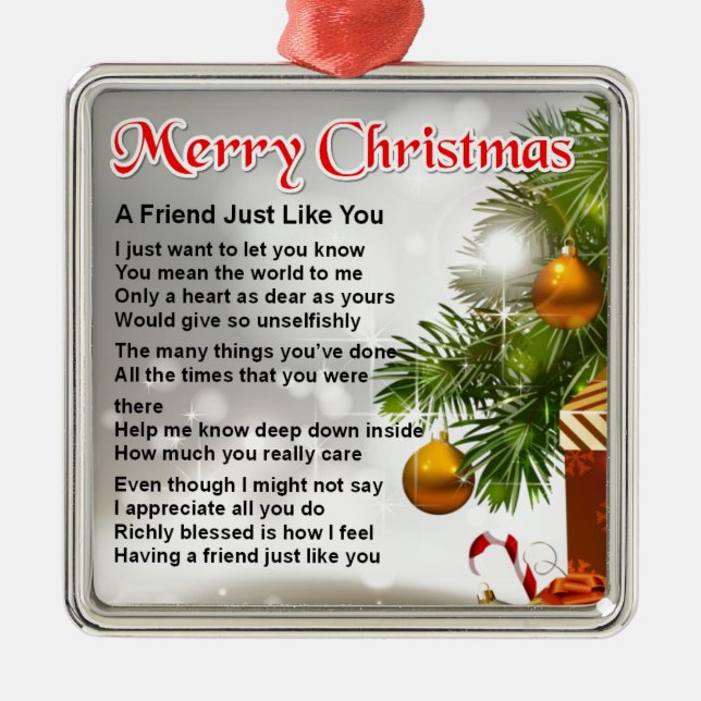 Friend Poem - Christmas Design Metal Tree Decoration (Front)