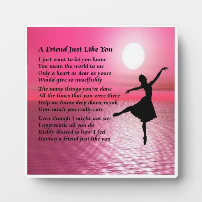 Friend Poem Plaque  -  Ballerina  Design (Front)