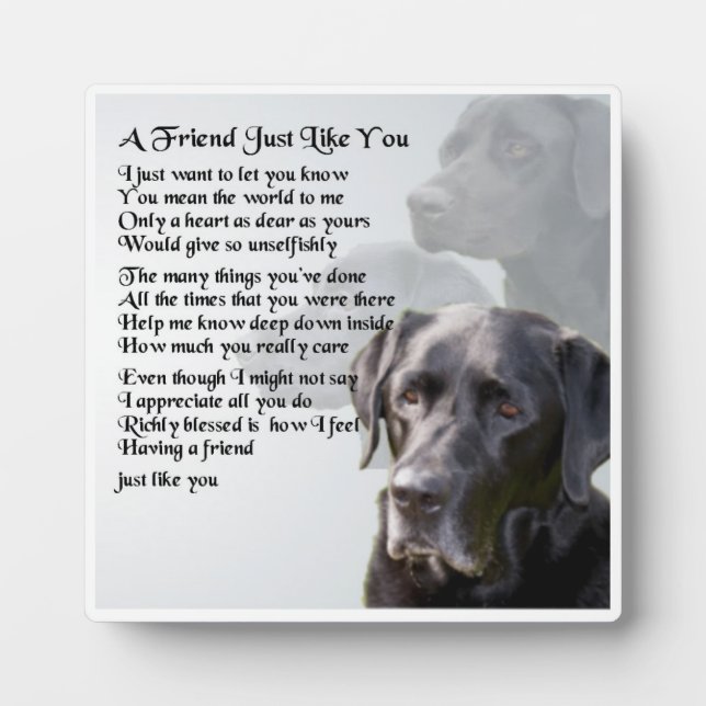 Friend Poem Plaque  -  Black Labrador  Design (Front)