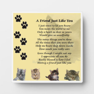 Friend Poem Plaque  -  Cat  Design
