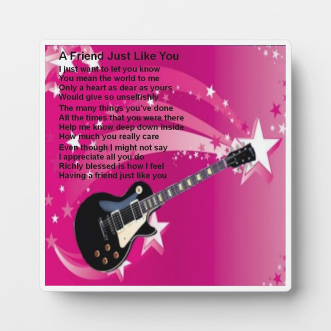 Friend Poem Plaque  -  Guitar Pink  Design (Front)