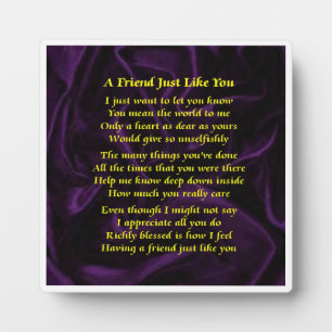 Friend Poem Plaque  -  Purple Silk  Design