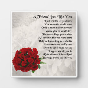 Friend Poem Plaque  -  Red Roses  Design