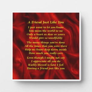 Friend Poem Plaque  -  Red Silk  Design