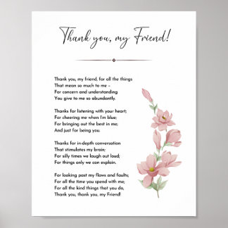 Friend poem, True best friend gift quote Poster