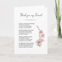 Friend poem, True best friend quote card