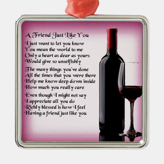 Friend Poem - Wine Design Metal Tree Decoration (Front)