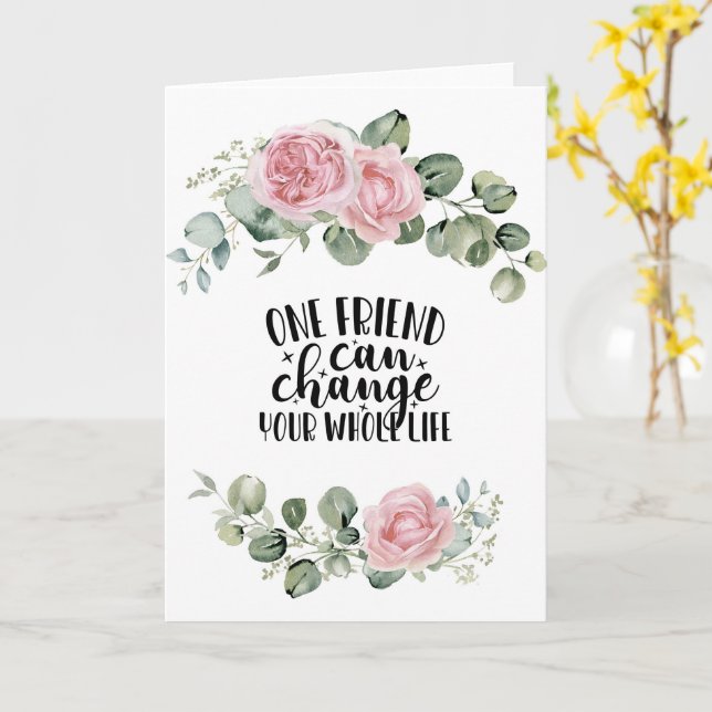 Friend Postcard, Friendship Quote aesthetic floral Card (Yellow Flower)