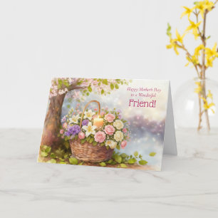 Friend Pretty Mothers Day Basket with Flowers  Card