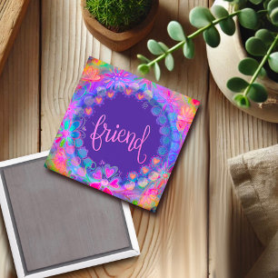 Friend Pretty Purple Floral Inspirivity Magnet