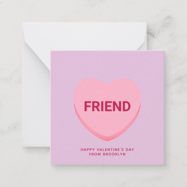 Friend purple conversation heart Valentine's Day Card (Front)