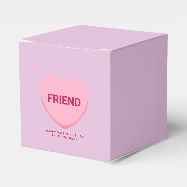 Friend purple pink conversation heart Valentine's Favour Box (Front Side)