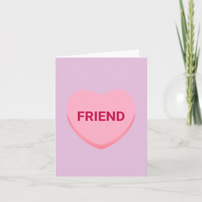 Friend purple pink conversation heart Valentine's Note Card (Front)