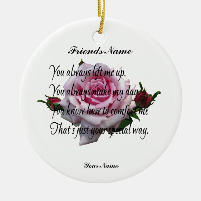 FRIEND QUOTE CERAMIC TREE DECORATION (Front)