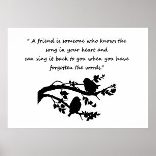 Friend Quote Friendship with two cute friends Bird Poster