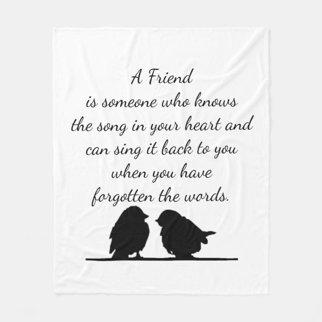 Friend quote Song in your Heart & Birds Fleece Blanket (Front)