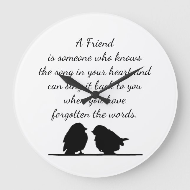 Friend quote Song in your Heart & Birds Fleece Large Clock (Front)