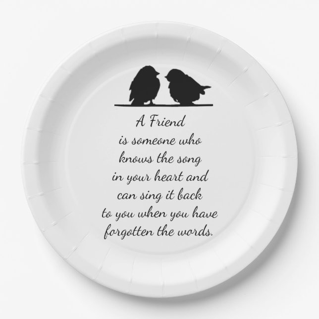 Friend quote Song in your Heart & Birds Paper Plate (Front)