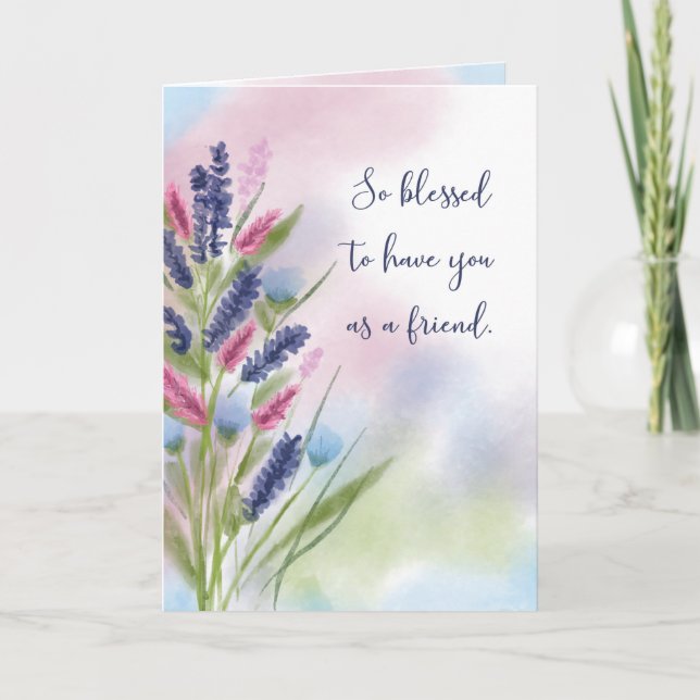 Friend Religious Blessing Thinking of You Pretty  Card (Front)