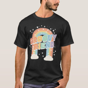 Friend Second Birthday Rainbow Two Groovy 2nd Bday T-Shirt