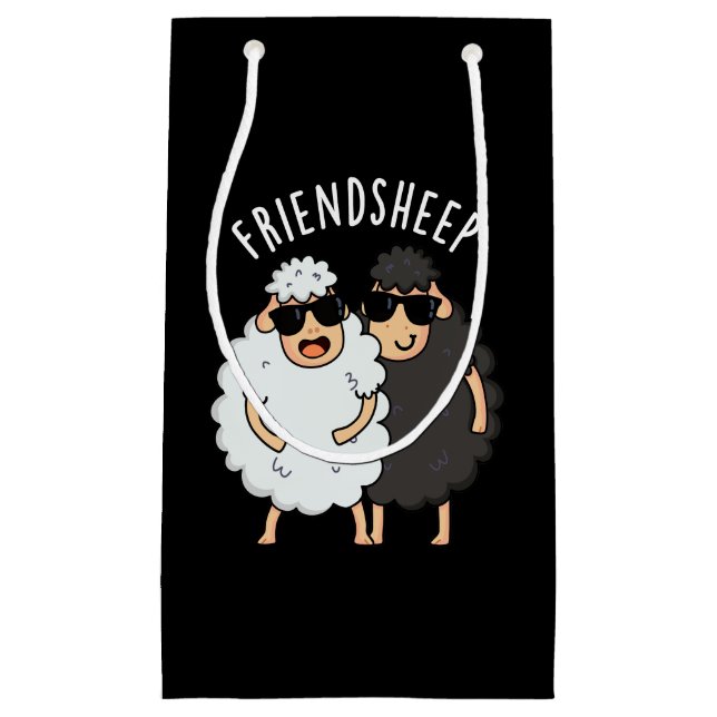 Friend-sheep Funny Sheep Pun Dark BG Small Gift Bag (Front)