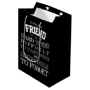 Friend Thank you Appreciation Gift quote black Medium Gift Bag