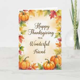 Friend Thanksgiving Sentimental Autumn Pumpkins Card