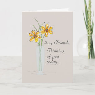 Friend, Thinking of You Two Flowers Vase Card