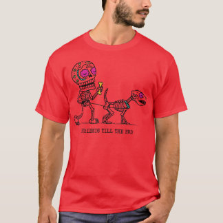 Friend Till The End Skeleton Dog Walking Dead T-Shirt