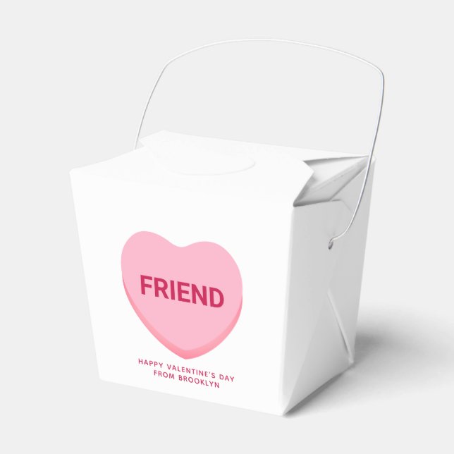 Friend white pink conversation heart Valentine's Favour Box (Front Side)