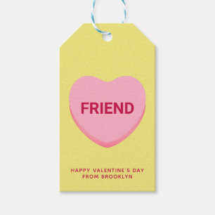 Friend yellow pink conversation heart Valentine's Gift Tags