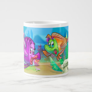 FriendFish cute cartoon fish  Large Coffee Mug