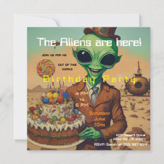 Friendly Alien Birthday Invitation 