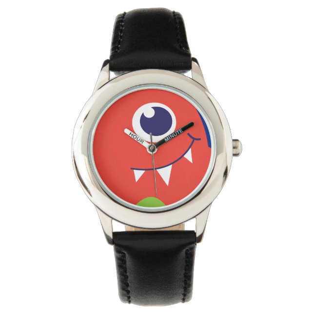 Friendly alien face orange kids watch (Front)
