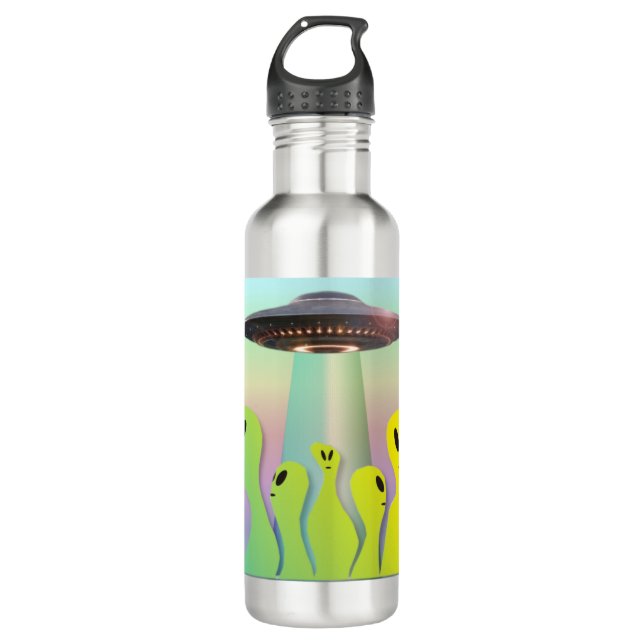 friendly aliens stainless steel water bottle (Front)