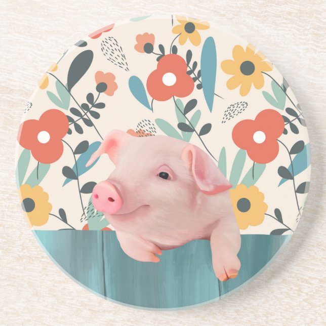Friendly Baby Pig | Cute Baby Animal Coaster (Front)