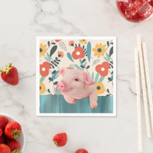 Friendly Baby Pig   Cute Baby Animal Napkin